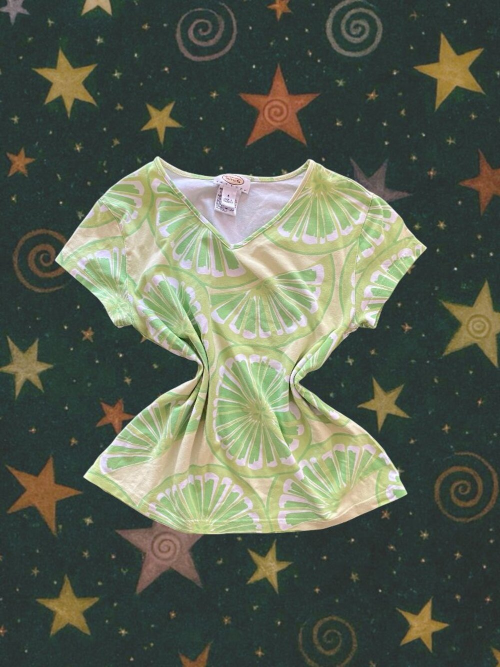 Vintage Y2K Lime Print Tee